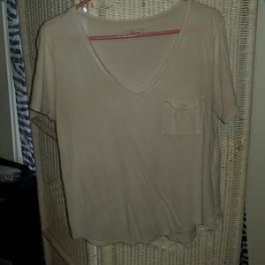 White V Neck w/Pocket